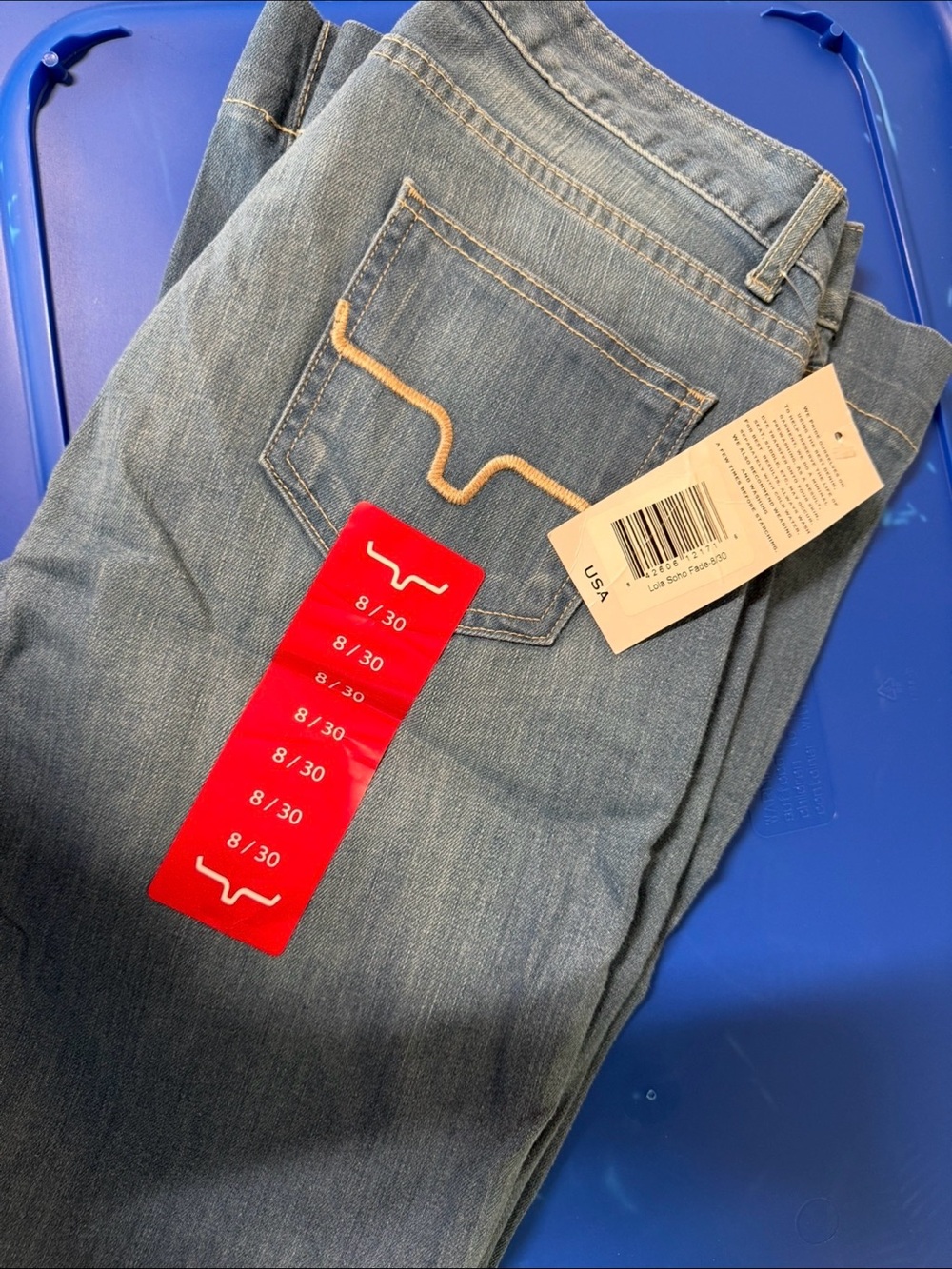 Kimes Ranch Light Blue Women's Jeans with Tan Stitching